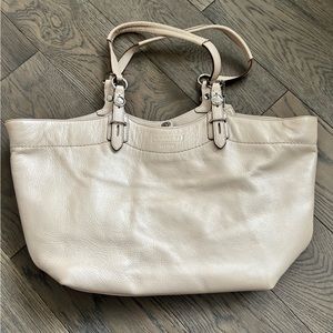 Coach Shell/Cream Leather Carly Tote, Shoulder Bag, Satchel F16174
